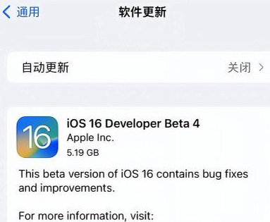 中兴镇苹果手机维修分享iOS16 Beta4 更新内容及升级建议 