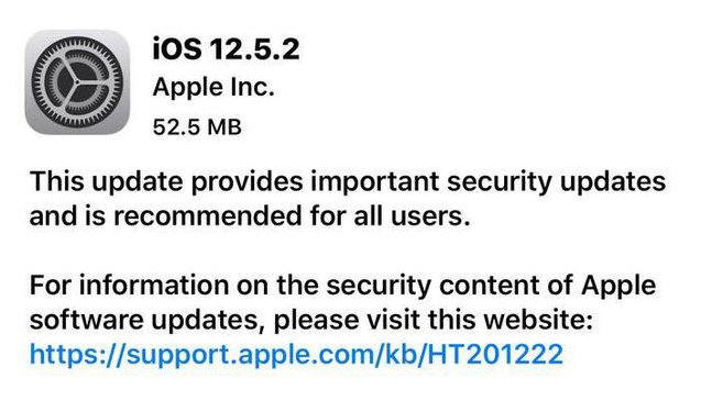 中兴镇苹果手机维修分享iOS12.5.2发布，建议所有老苹果用户安装 